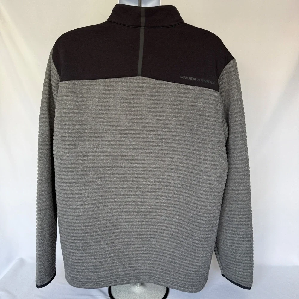 Under Armour Mens Gray Ribbed Quarter Zip Pullover Athletic Jacket Large 2XL